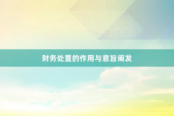 财务处置的作用与意旨阐发